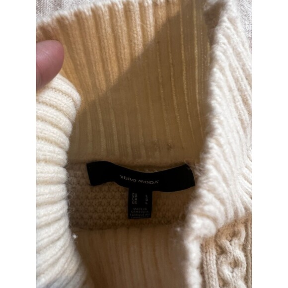 Vero Moda Cable Knit Fisherman Sweater Vest Large Cream Preppy Boho Academia - Picture 9 of 9
